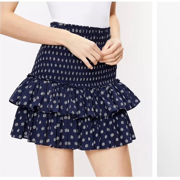 Loft Shell Smocked Ruffle Mini Skirt - Picture 1 of 5